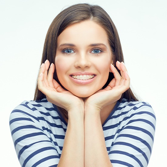 Woman with clear braces