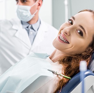 a patient visiting her orthodontist